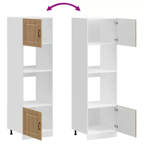  Lucca 2 db kézműves tölgy színű szerelt fa sütőszekrények