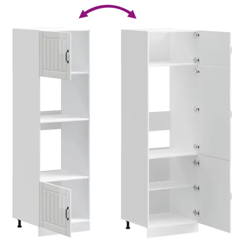  Kalmar 2 db magasfényű fehér szerelt fa sütőszekrények