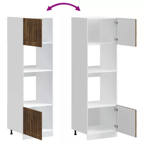  Kalmar 2 db füstölt tölgy színű szerelt fa sütőszekrények