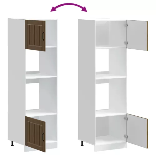  Kalmar 2 db barna tölgy színű szerelt fa sütőszekrények