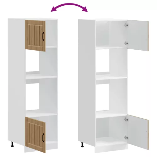  Kalmar 2 db kézműves tölgy színű szerelt fa sütőszekrények