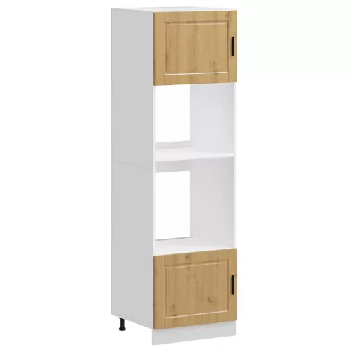  Lucca 2 db kézműves tölgy színű szerelt fa sütőszekrények