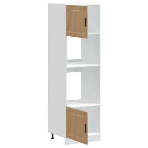  Lucca 2 db kézműves tölgy színű szerelt fa sütőszekrények