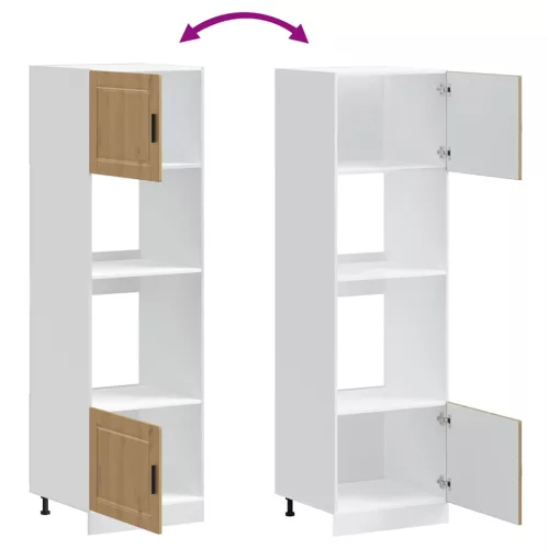  Lucca 2 db kézműves tölgy színű szerelt fa sütőszekrények