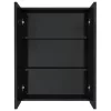  fényes fekete MDF tükrös fürdőszobaszekrény 60 x 15 x 75 cm