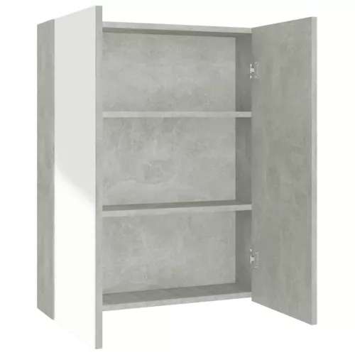  betonszürke MDF tükrös fürdőszobaszekrény 60 x 15 x 75 cm