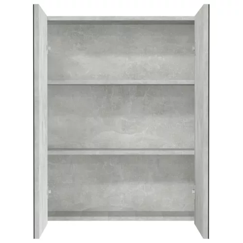  betonszürke MDF tükrös fürdőszobaszekrény 60 x 15 x 75 cm