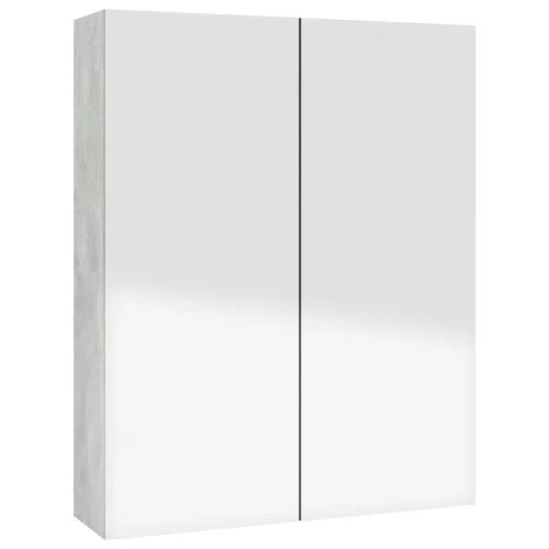  betonszürke MDF tükrös fürdőszobaszekrény 60 x 15 x 75 cm