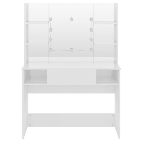  fényes fehér LED-es MDF sminkasztal 100 x 40 x 135 cm