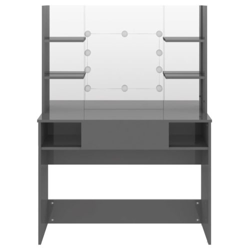  fényes szürke LED-es MDF sminkasztal 100 x 40 x 135 cm