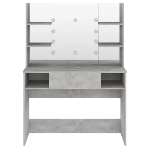  betonszürke LED-es MDF sminkasztal 100 x 40 x 135 cm