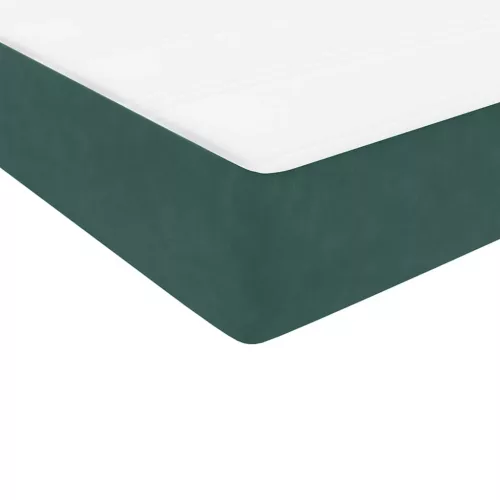  sötétzöld bársony rugós ágy matraccal 80x220 cm