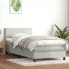  világosszürke bársony rugós ágy matraccal 90x210 cm