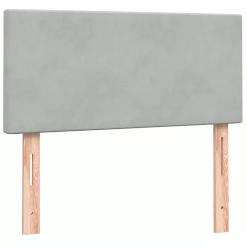  világosszürke bársony rugós ágy matraccal 90x210 cm