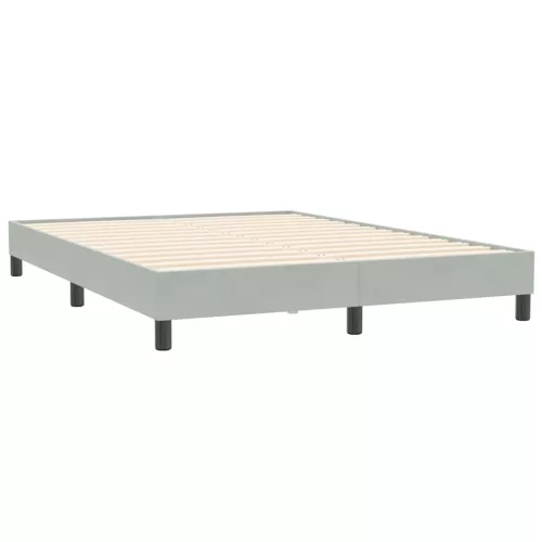  világosszürke bársony rugós ágy matraccal 160x210 cm
