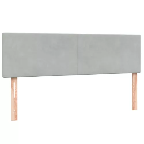  világosszürke bársony rugós ágy matraccal 160x210 cm