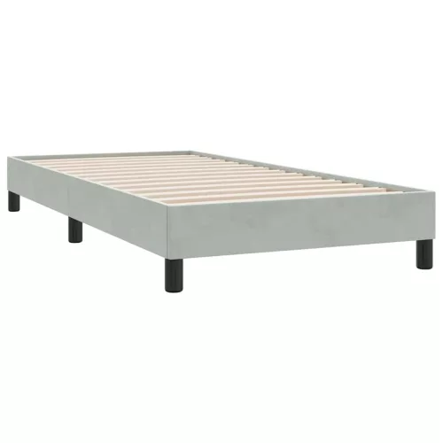 világosszürke bársony rugós ágy matraccal 90x210 cm