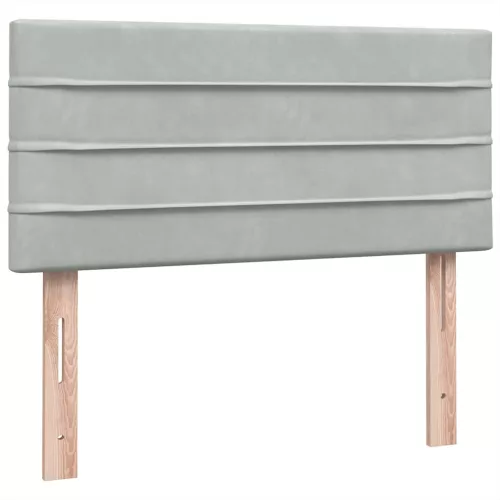  világosszürke bársony rugós ágy matraccal 90x210 cm