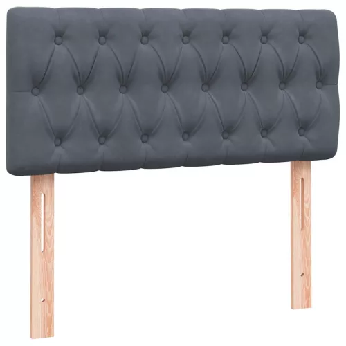  sötétszürke bársony rugós ágy matraccal 80x210 cm