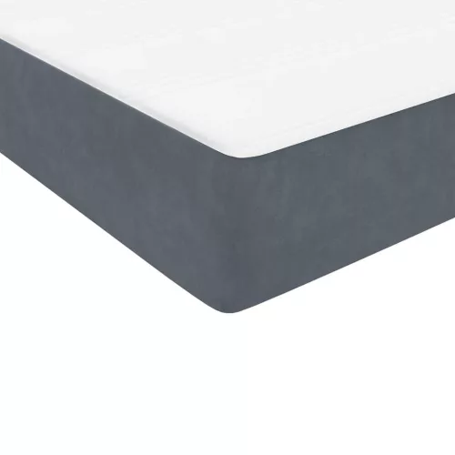  sötétszürke bársony rugós ágy matraccal 80x210 cm