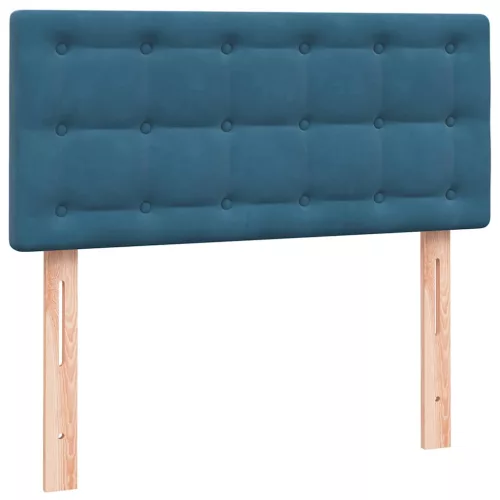  sötétkék bársony rugós ágy matraccal 80x220 cm