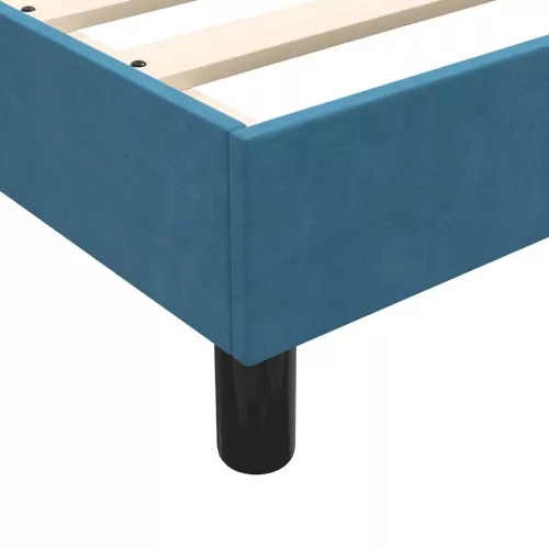  sötétkék bársony rugós ágy matraccal 80x220 cm