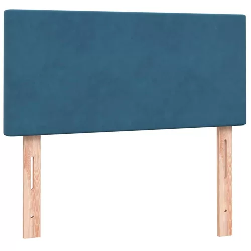  sötétkék bársony rugós és LED-es ágy matraccal 80x210 cm