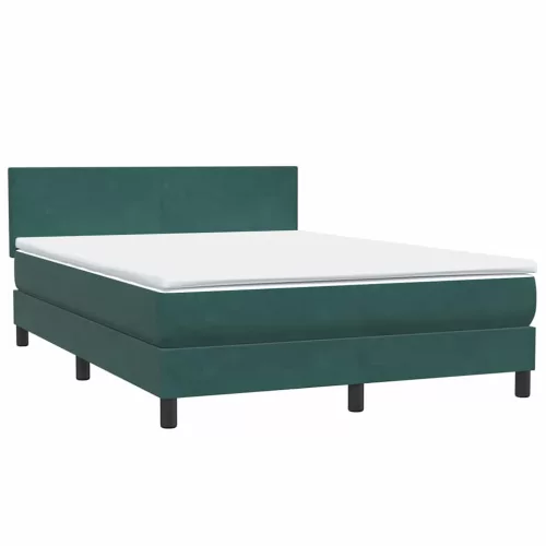  sötétzöld bársony rugós és LED-es ágy matraccal 160x220 cm