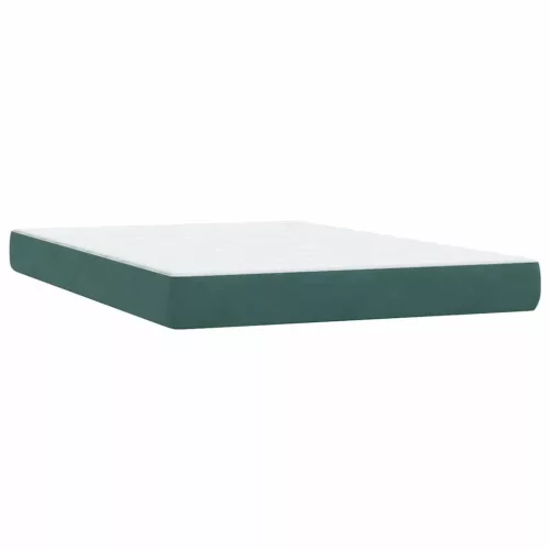  sötétzöld bársony rugós és LED-es ágy matraccal 160x220 cm