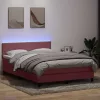  rózsaszín bársony rugós és LED-es ágy matraccal 160x220 cm