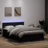  fekete bársony rugós és LED-es ágy matraccal 160x210 cm