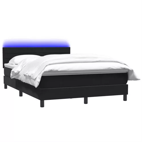  fekete bársony rugós és LED-es ágy matraccal 160x210 cm