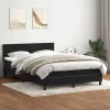  fekete bársony rugós és LED-es ágy matraccal 160x210 cm