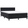  fekete bársony rugós és LED-es ágy matraccal 160x210 cm
