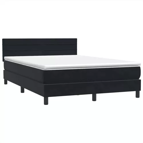  fekete bársony rugós és LED-es ágy matraccal 160x210 cm