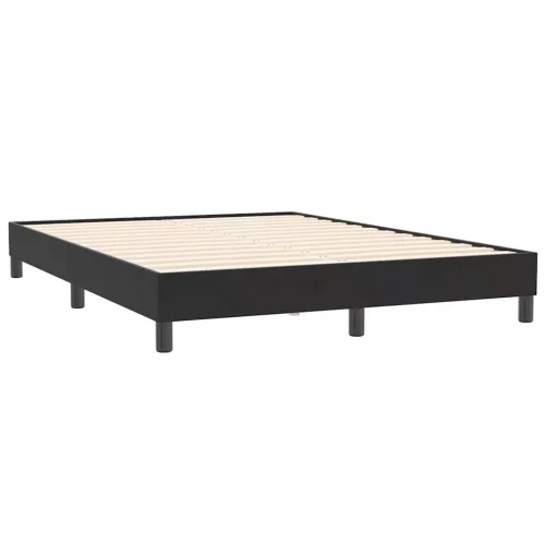  fekete bársony rugós és LED-es ágy matraccal 160x210 cm