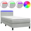  világosszürke bársony rugós és LED-es ágy matraccal 80x210 cm