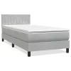  világosszürke bársony rugós és LED-es ágy matraccal 80x210 cm