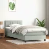  világosszürke bársony rugós és LED-es ágy matraccal 80x210 cm