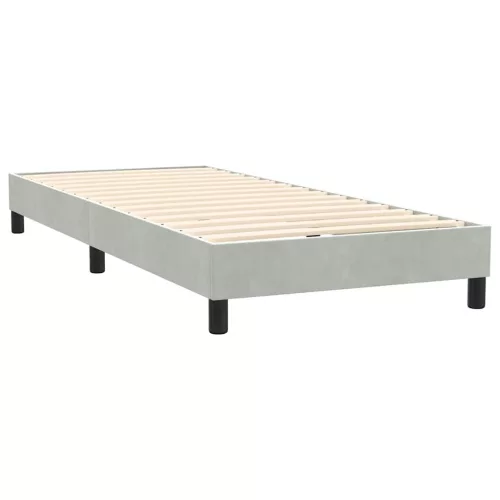  világosszürke bársony rugós és LED-es ágy matraccal 80x210 cm