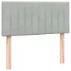  világosszürke bársony rugós és LED-es ágy matraccal 80x210 cm