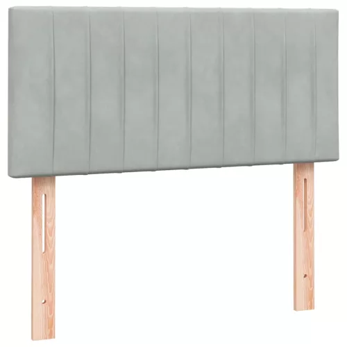  világosszürke bársony rugós és LED-es ágy matraccal 80x210 cm