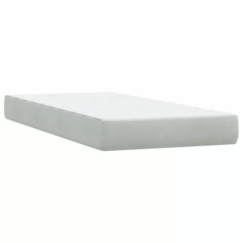  világosszürke bársony rugós és LED-es ágy matraccal 80x210 cm