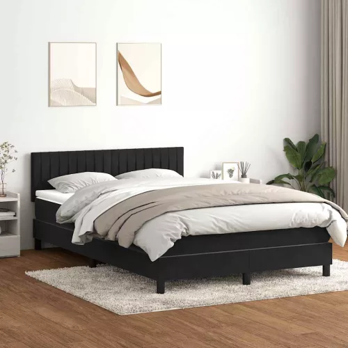  fekete bársony rugós és LED-es ágy matraccal 160x210 cm