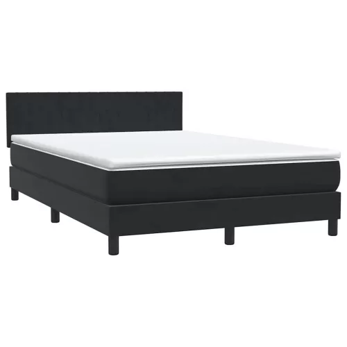  fekete bársony rugós és LED-es ágy matraccal 160x210 cm