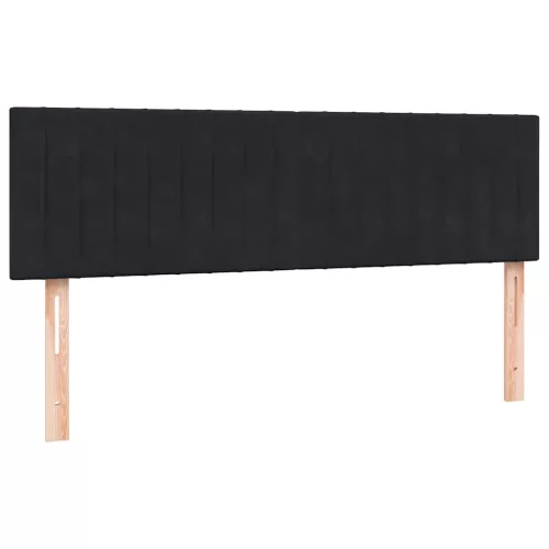  fekete bársony rugós és LED-es ágy matraccal 160x210 cm