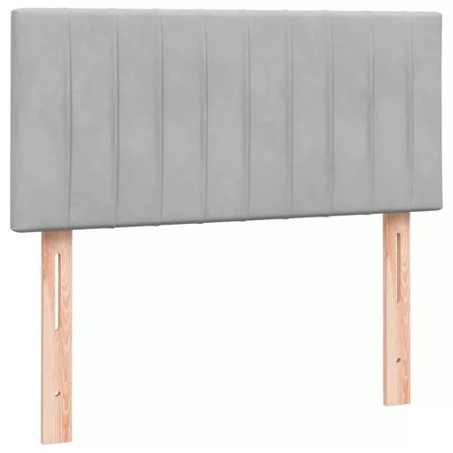  világosszürke bársony rugós és LED-es ágy matraccal 90x220 cm