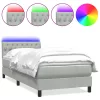  világosszürke bársony rugós és LED-es ágy matraccal 80x220 cm