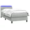  világosszürke bársony rugós és LED-es ágy matraccal 80x220 cm