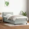  világosszürke bársony rugós és LED-es ágy matraccal 80x220 cm